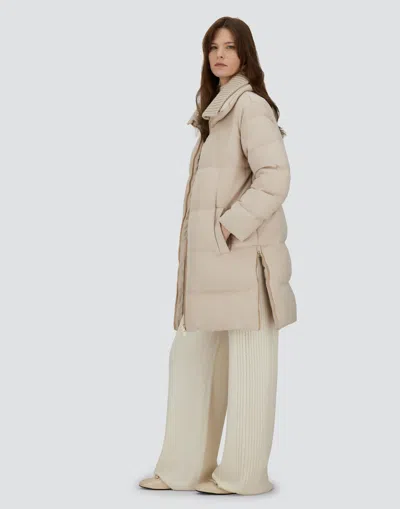 Herno Long Jacket In Cashmere And Silk In Neutral