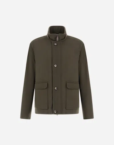 Herno High-neck Buttoned Jacket In Green