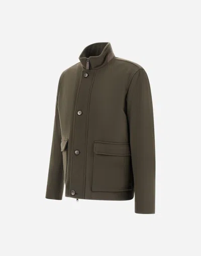 Herno High-neck Buttoned Jacket In Green