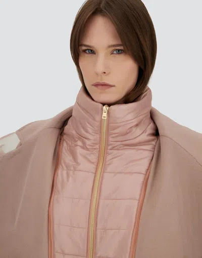 Herno Coat In Velour Wool Cloth And Nylon Ultralight In Pink