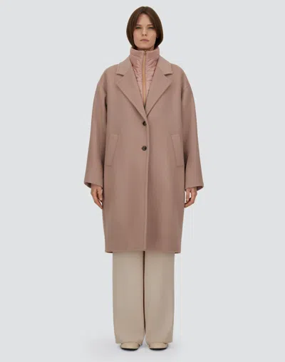 Herno Coat In Velour Wool Cloth And Nylon Ultralight In Pink