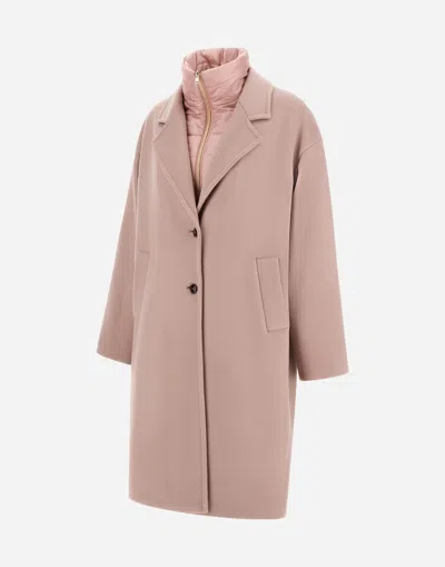 Herno Coat In Velour Wool Cloth And Nylon Ultralight In Pink