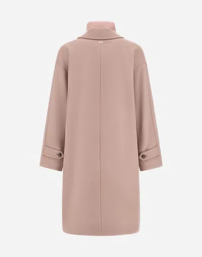 Herno Coat In Velour Wool Cloth And Nylon Ultralight In Pink