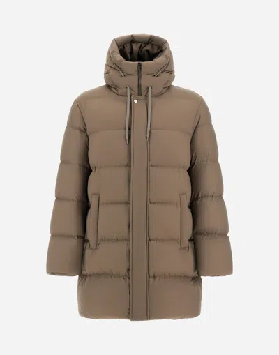 Herno Long Jacket In Arendelle And Monogram In Brown