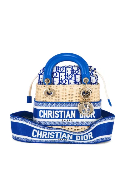 Pre-owned Dior Wicker Oblique Mini Lady  Handbag In Neutral