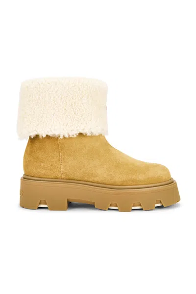 Moncler Aurea Suede And Shearling Mid Ankle Boots In Multi