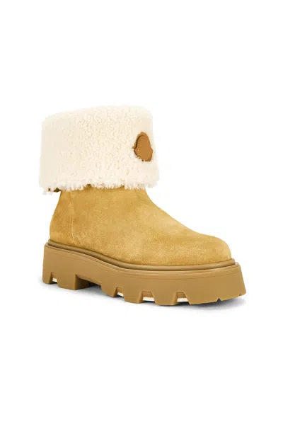 Moncler Aurea Suede And Shearling Mid Ankle Boots In Multi