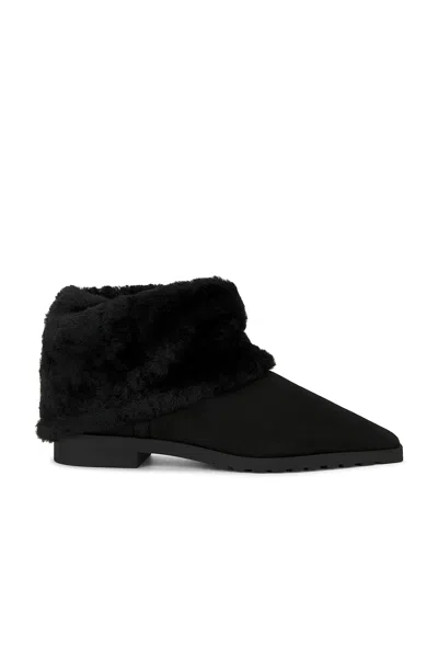 Totême Fold Down Shearling Suede Ankle Boots In Black