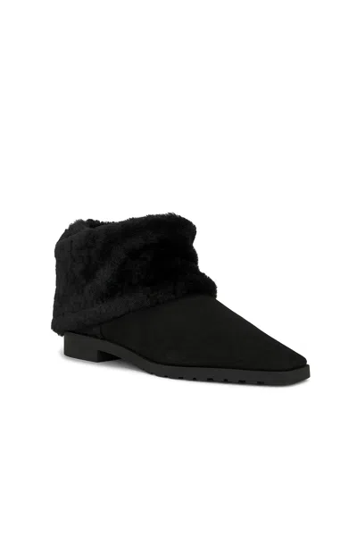 Totême Fold Down Shearling Suede Ankle Boots In Black