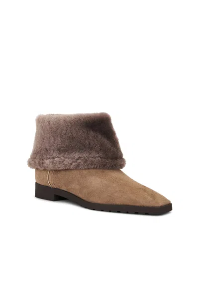 Totême Brown Fold-down Shearling Ankle Boots In Brown