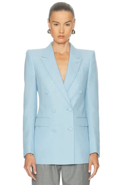 Tom Ford Sequined Double Breasted Jacket In Blue