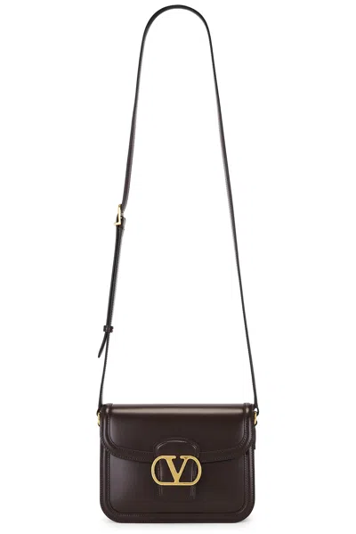 Valentino Garavani 9 To 5 Flap Leather Saddle Shoulder Bag In Oak Brown