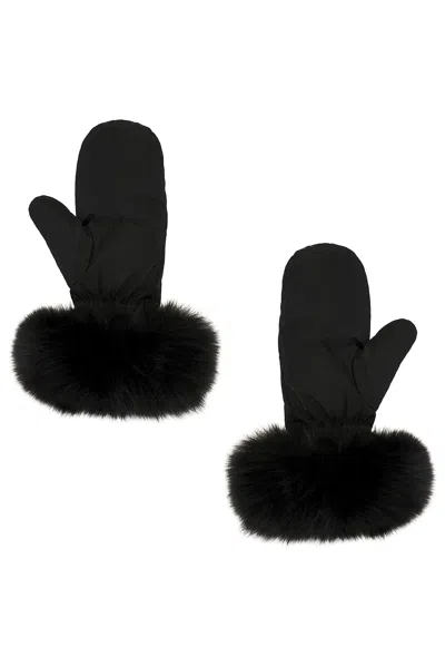 Yves Salomon Contrasting-trim Gloves In Black