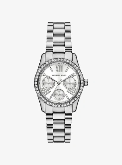Michael Kors Mini Lexington Pavé Silver-tone Watch In Metallic