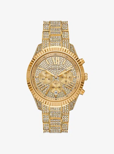 Michael Kors Oversized Lexington Pavé Gold-tone Watch In Gold