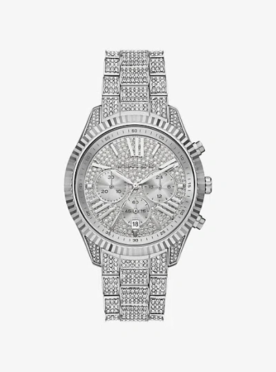 Michael Kors Oversized Lexington Pavé Silver-tone Watch In Metallic