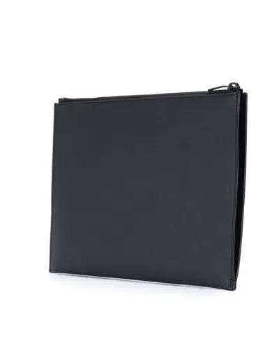 Saint Laurent Rectangular Pebbled Leather Clutch Bag In Black