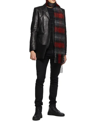 Saint Laurent Rectangular Pebbled Leather Clutch Bag In Black