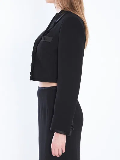 Dolce & Gabbana Cropped Double-breasted Black Jacket In Black