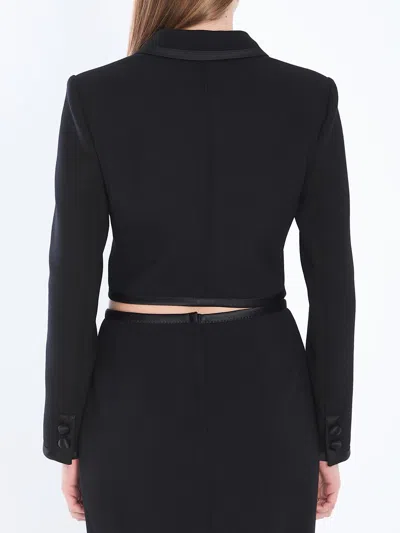 Dolce & Gabbana Cropped Double-breasted Black Jacket In Black