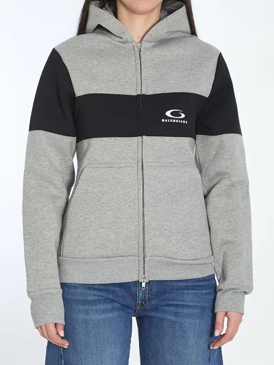 Balenciaga Loop Sports Icon Zip-up Sweatshirt In Gray