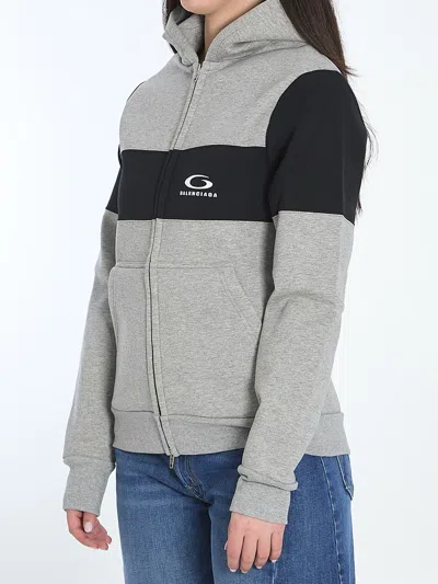 Balenciaga Loop Sports Icon Zip-up Sweatshirt In Gray