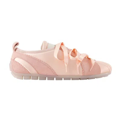Simone Rocha Ballerina Grip Satin And Suede Sneakers In Pink