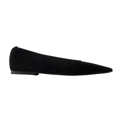 Totême 10mm Minimalist Velvet Ballerina Flats In Black