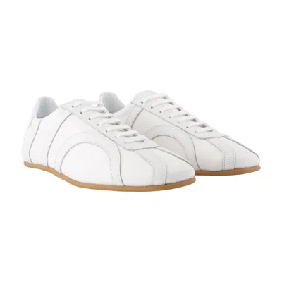Totême Canvas Low-top Sneakers With Leather Profiles In White
