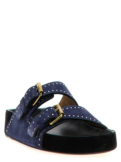 Isabel Marant Studded Design Suede Leather Sandals In Blue