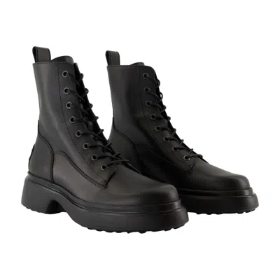 Tod's Platform Combat Boots With Lace-up Design In Black