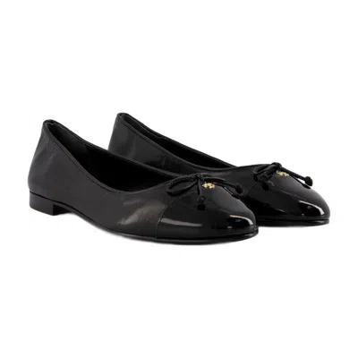 Tory Burch Cap Toe Ballerinas In Black