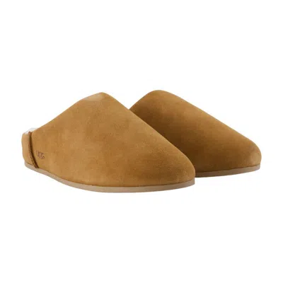 Ugg Slip-on Sandals With Smooth Suede Exterior In Brown