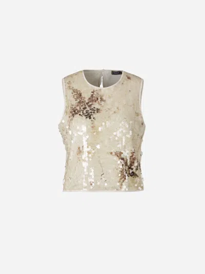 Peserico Lurex Sequin Top In Neutral