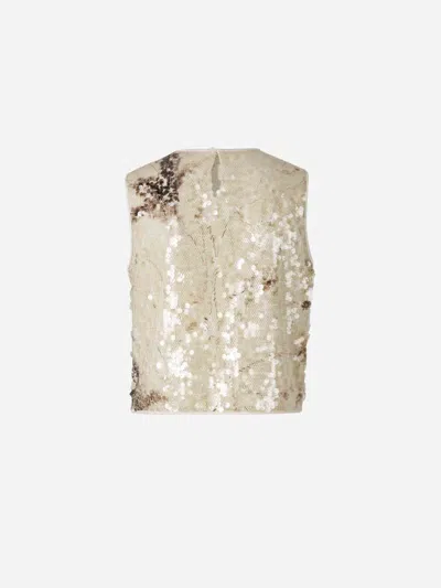 Peserico Lurex Sequin Top In Neutral
