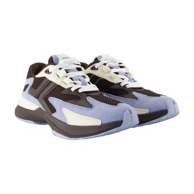 Lanvin Jla Mesh-panel Suede Sneakers In Brown