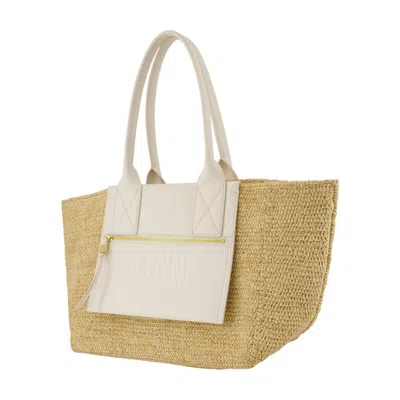 Ganni Easy Medium Shopper Bag In Neutral