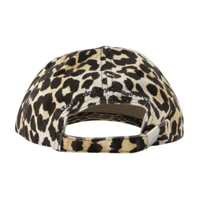 Ganni Leopard-print Canvas Baseball Cap Women In Neutral