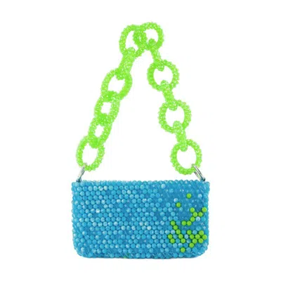 Germanier Two-tone Bead-embellished Shoulder Bag In Blue