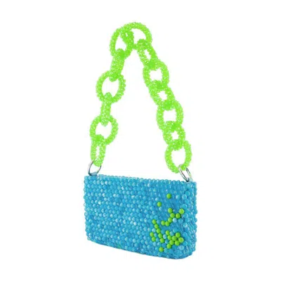 Germanier Two-tone Bead-embellished Shoulder Bag In Blue