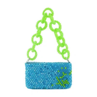 Germanier Two-tone Bead-embellished Shoulder Bag In Blue