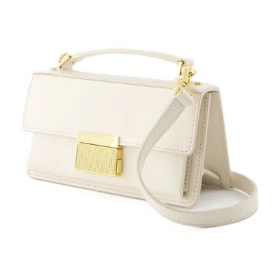 Golden Goose Deluxe Brand Structured Handbag With Gold-tone Clasp And Detachable Strap In White