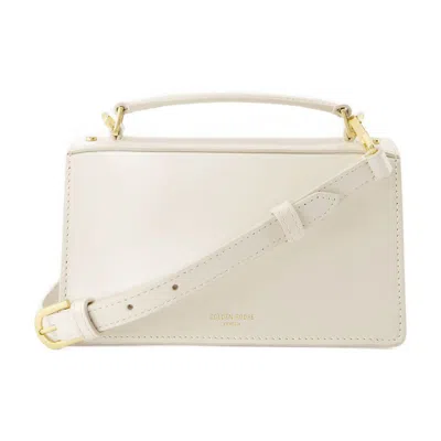 Golden Goose Deluxe Brand Structured Handbag With Gold-tone Clasp And Detachable Strap In White