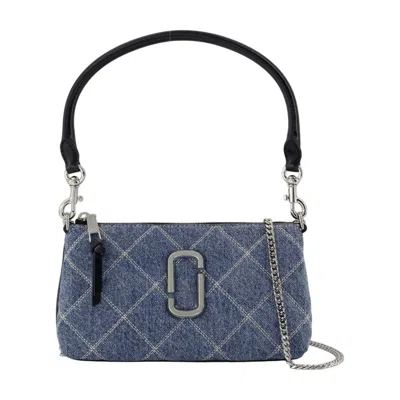 Marc Jacobs Womens Light Wash Indigo The Quilted Snapshot Convertible Denim Shoulder Bag In Blue