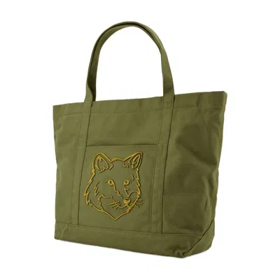 Maison Kitsuné Fox Head Large Shopper Bag - Maison Kitsune - Cotton - Green In Green