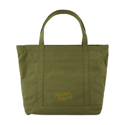 Maison Kitsuné Fox Head Large Shopper Bag - Maison Kitsune - Cotton - Green In Green