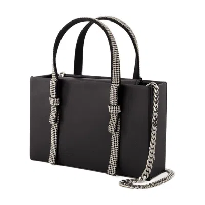 Kara Structured Leather Tote With Embellished Jewel Handles In Black
