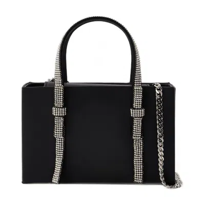 Kara Structured Leather Tote With Embellished Jewel Handles In Black