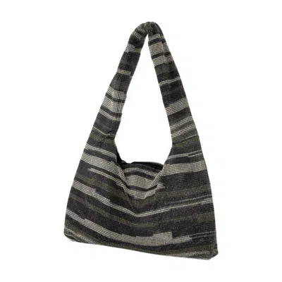 Kara Women's Crystal Mesh Armpit Bag In Black