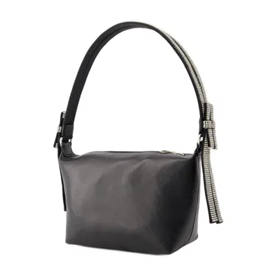 Kara Black Nappa Leather Shoulder Bag In Blackwhite